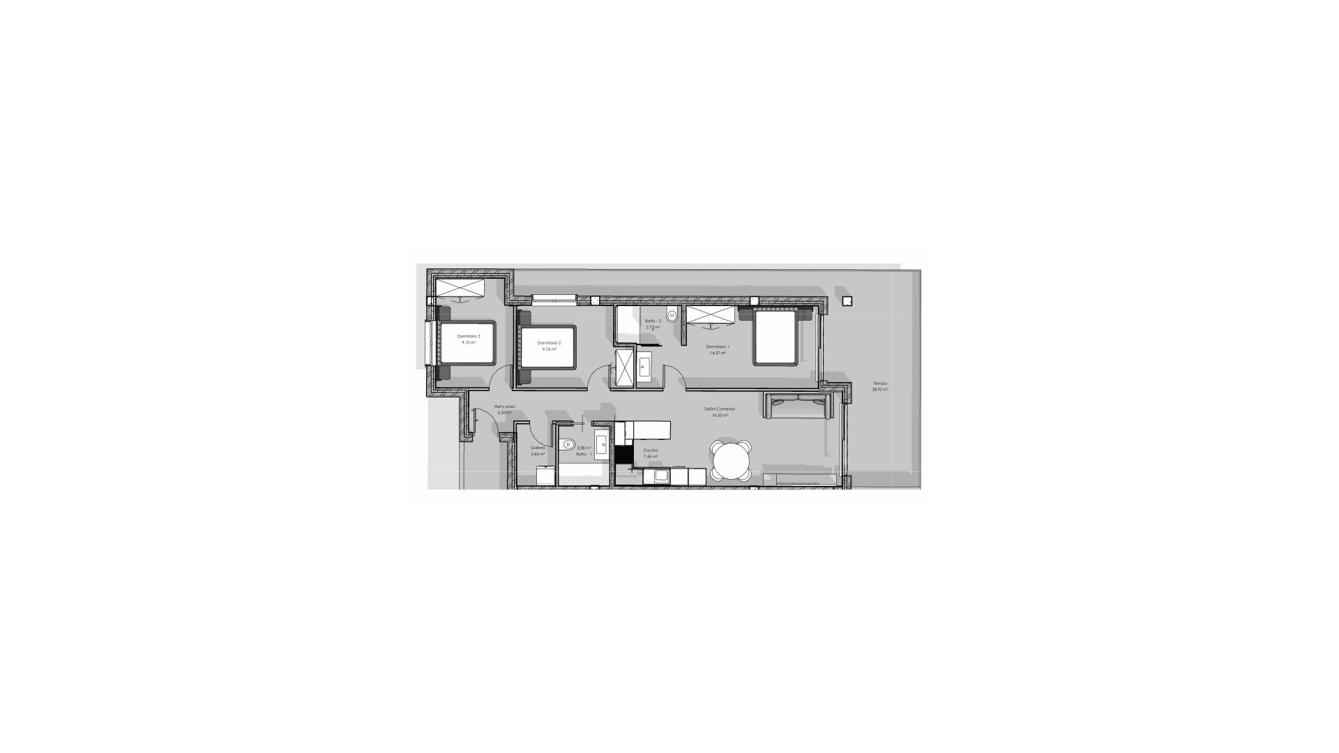 Villa floor plan, 3 bedrooms in OASIS GARDEN No. 6