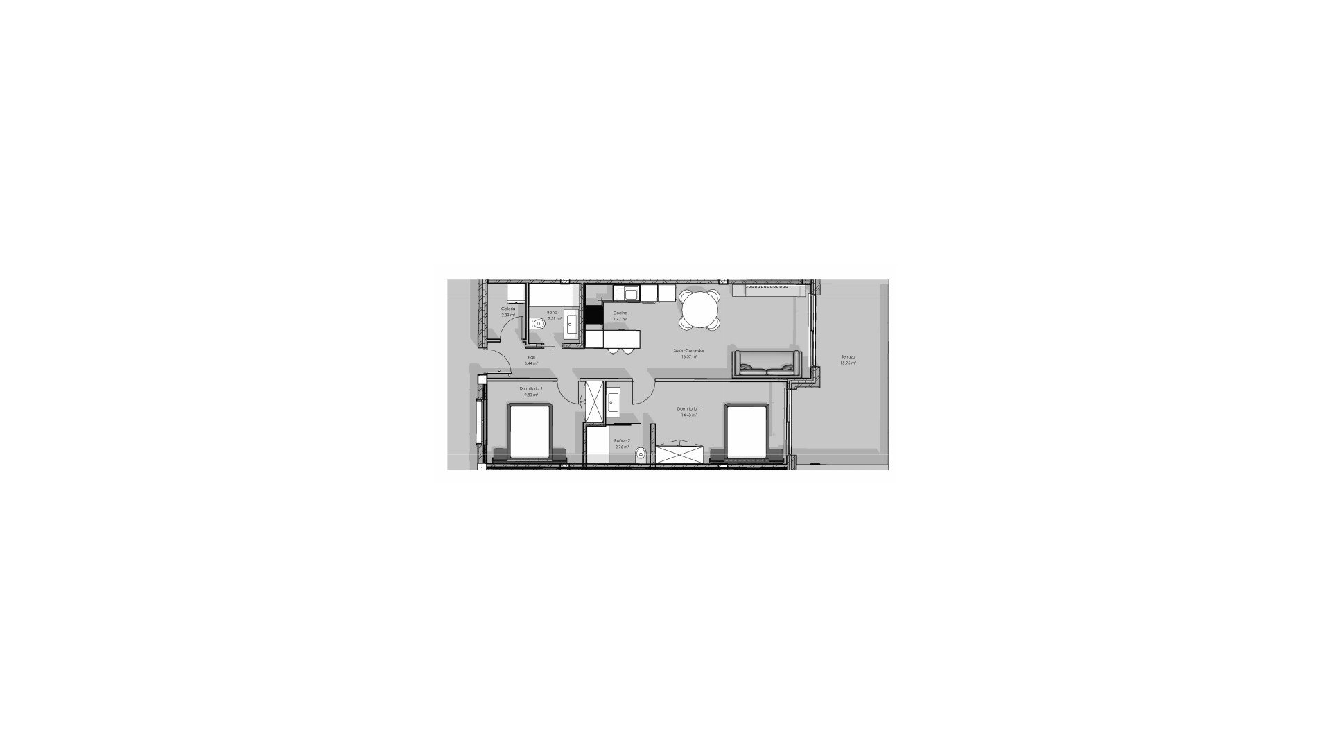 Villa floor plan, 2 bedrooms in OASIS GARDEN No. 4